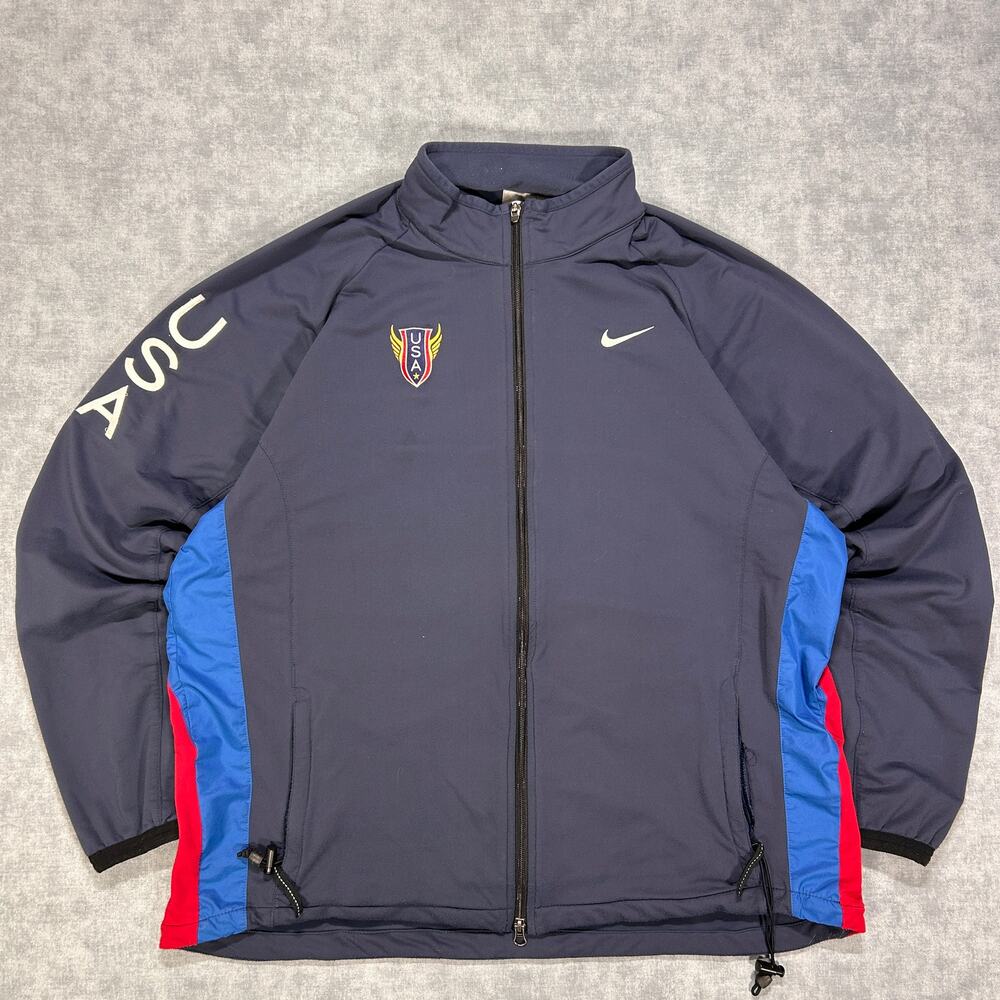 Vintage 90s Nike Team USA Navy Blue Red Track Jacket Mens XL 4149-64583